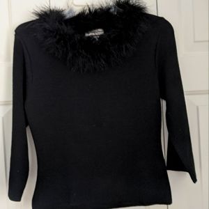 The Great American Sweater Fur neck junior size L Black